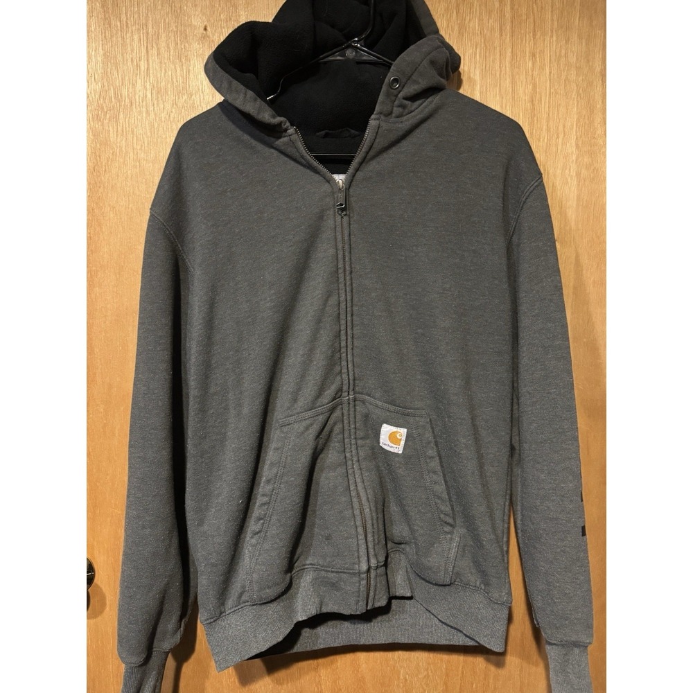 Carhartt Size Small Sherpa Lined Heavy Duty Full Zip Hoodie In Gray